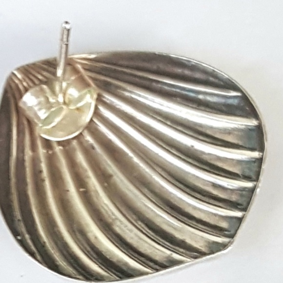 Sea Shell Post Earrings Sterling Vintage 1980s - Picture 6 of 8
